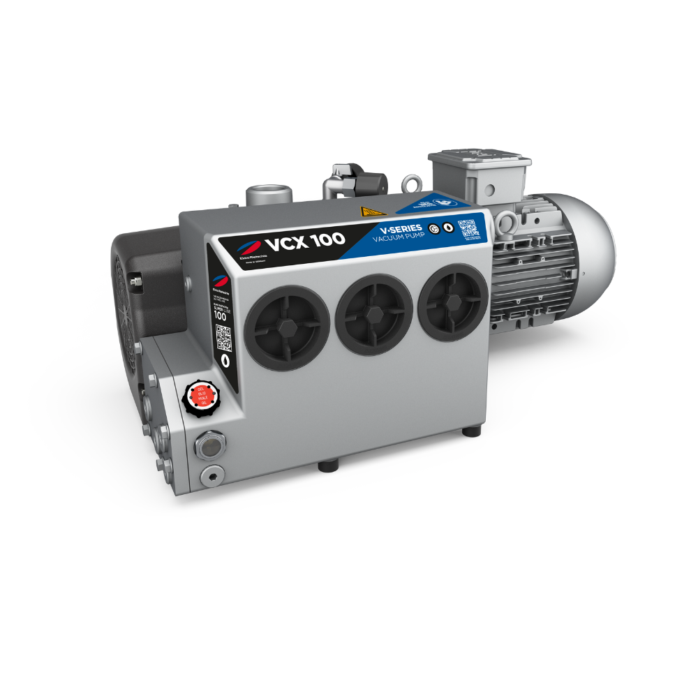 The V-Series features rotary vane vacuum pumps manufactured by Elmo Rietschle.